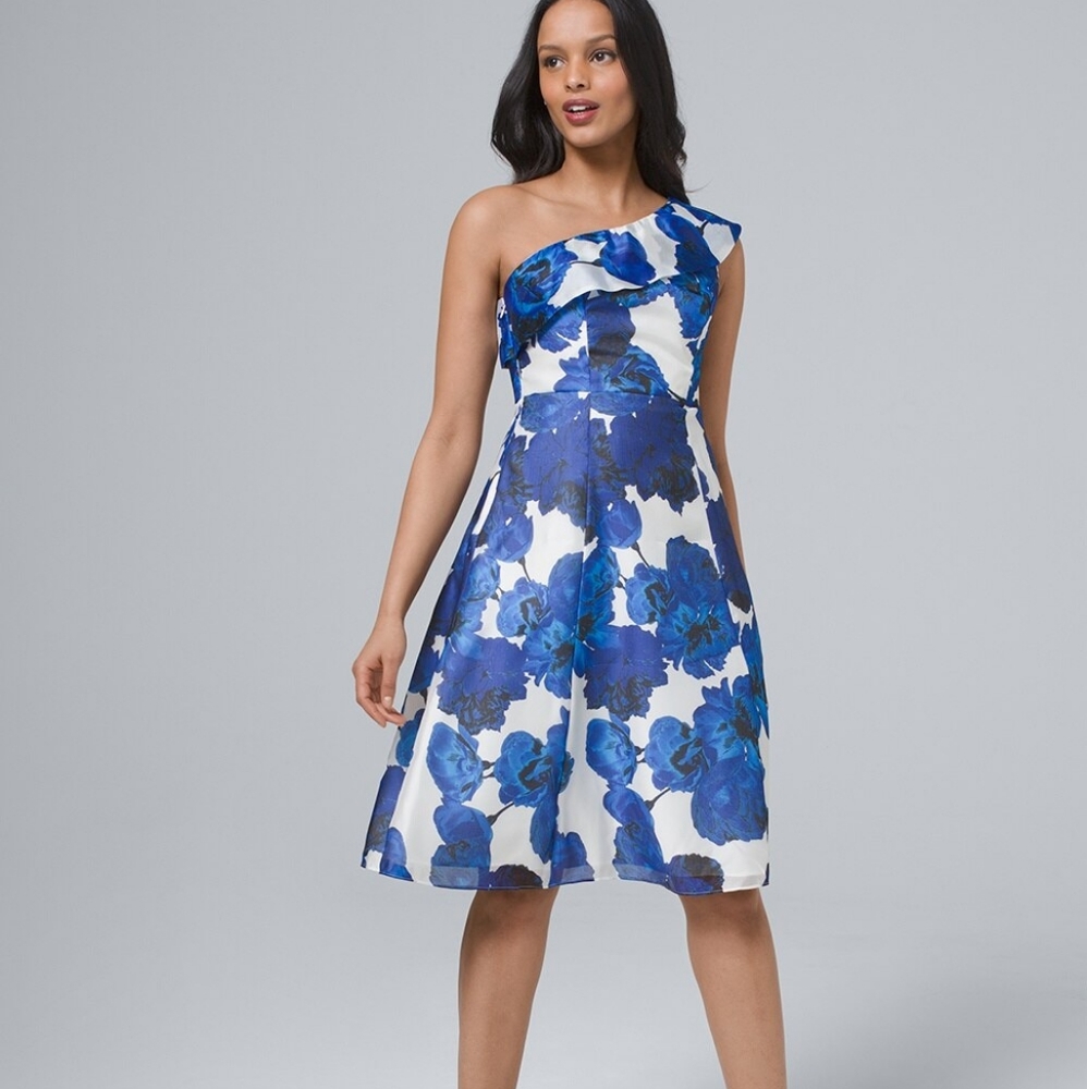 Adriana Papell Fit & Flare One Shoulder Dress